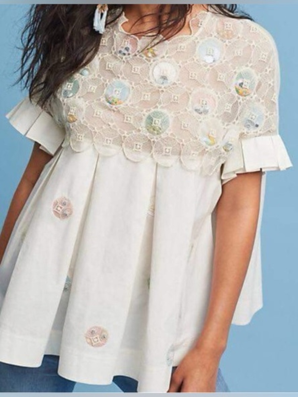 Amid Aggarwal Carousel Lace Swing Top Size 14 By Anthropologie - Picture 16 of 16